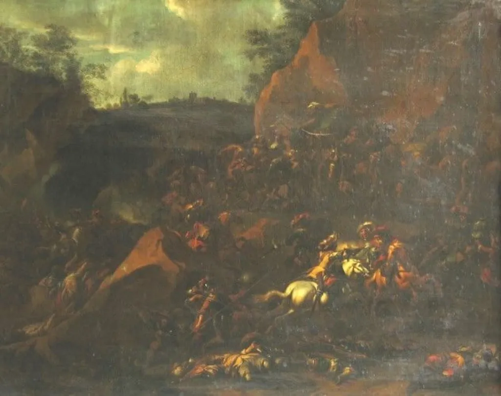 Atac într-un defileu, by Nicolas (Claes) Pietersz Berchem, unspecified