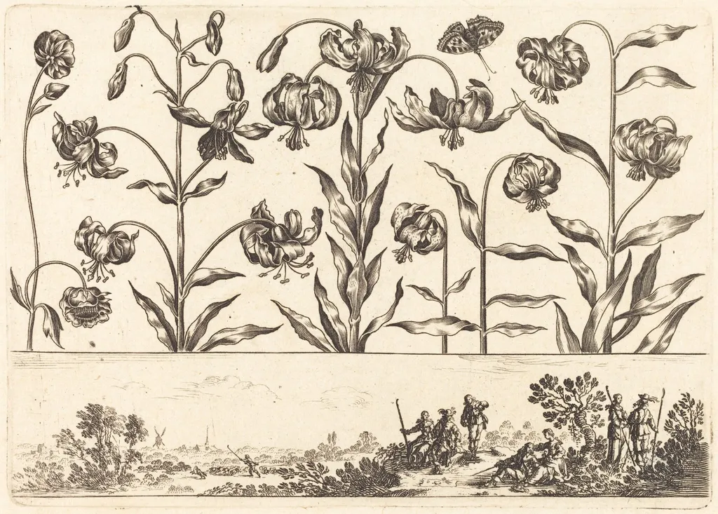 Flower Print no.5, by Nicolas Cochin, ink, 1645