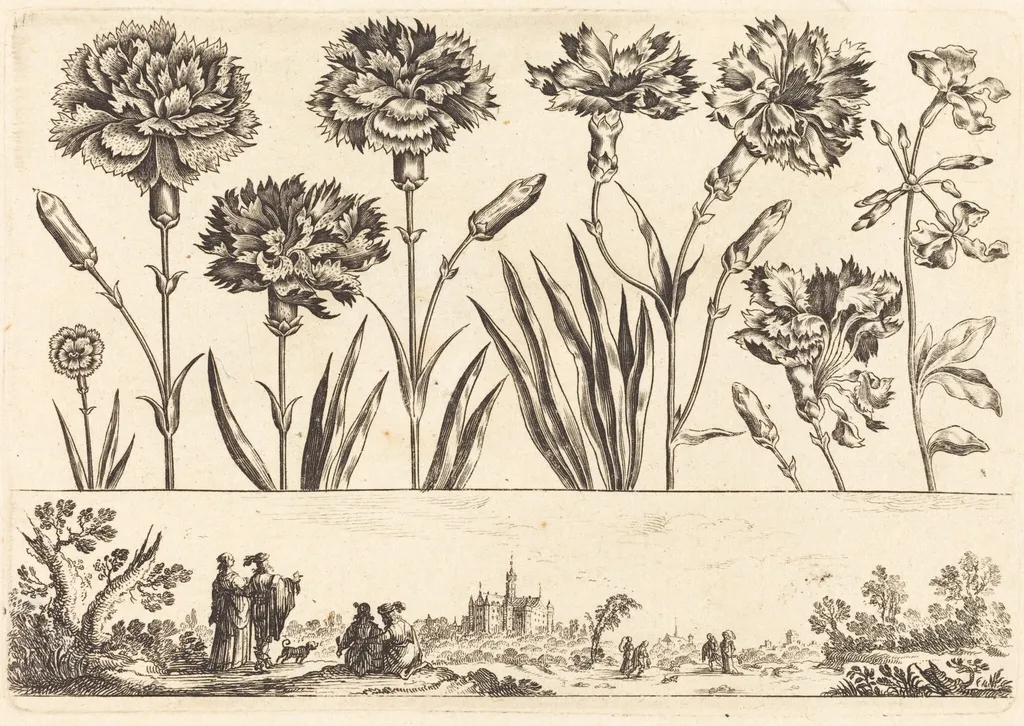 Flower Print no.9, by Nicolas Cochin, ink, 1645