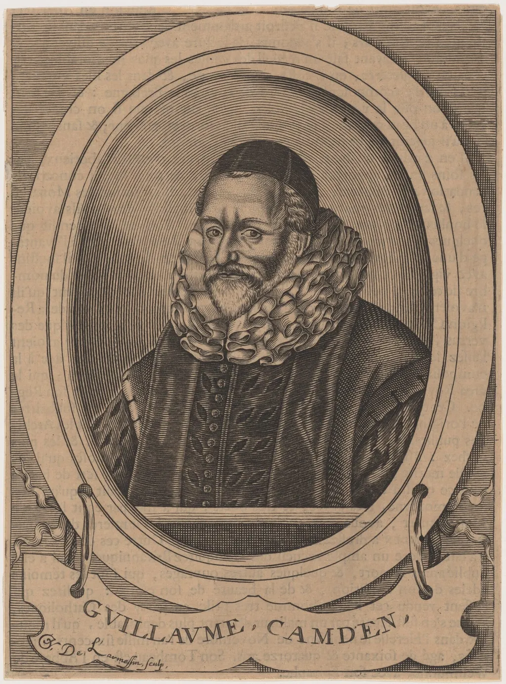 William Camden, Herald, Antiquary and Historian, by Nicolas de Larmessin IV, ink, 1720