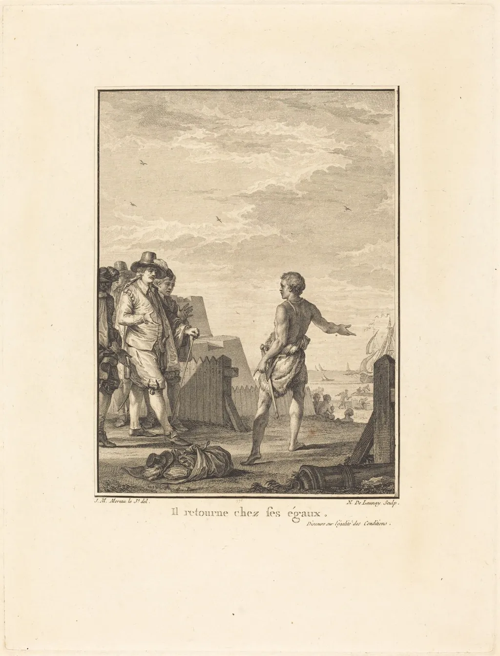Discours sur l'égalité des conditions: Il retourne chez ses égaux, by Nicolas Delaunay, ink, 1778