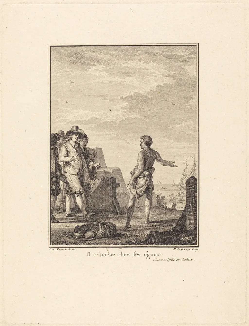 Discours sur l'égalité des conditions: Il retourne chez ses égaux, by Nicolas Delaunay, ink, 1778