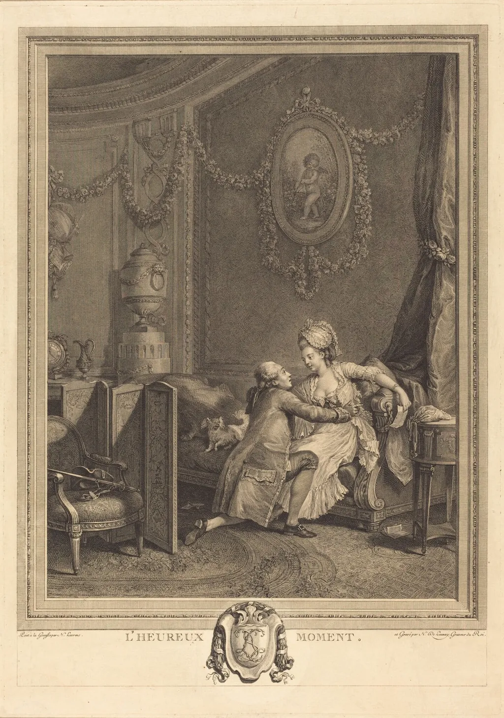L'heureux moment, by Nicolas Delaunay, ink, 1777