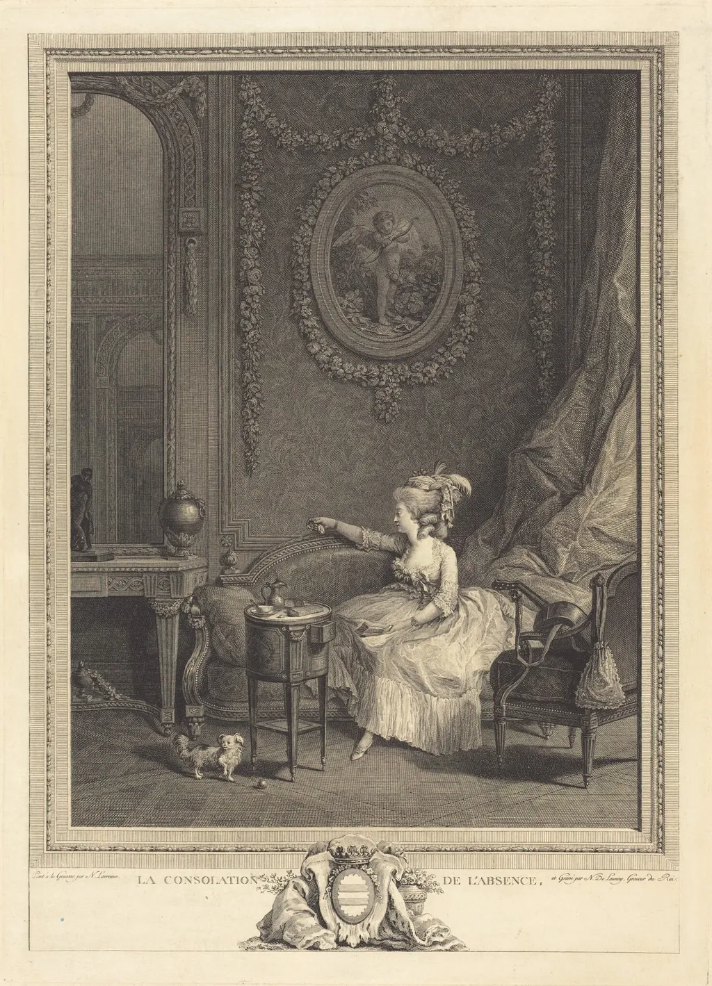 La Consolation de l'absence, by Nicolas Delaunay, ink, 1785