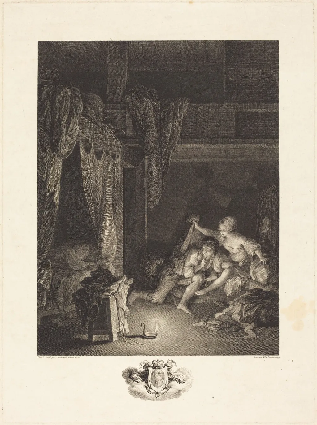 La Sentinelle en défaut, by Nicolas Delaunay, ink, 1771