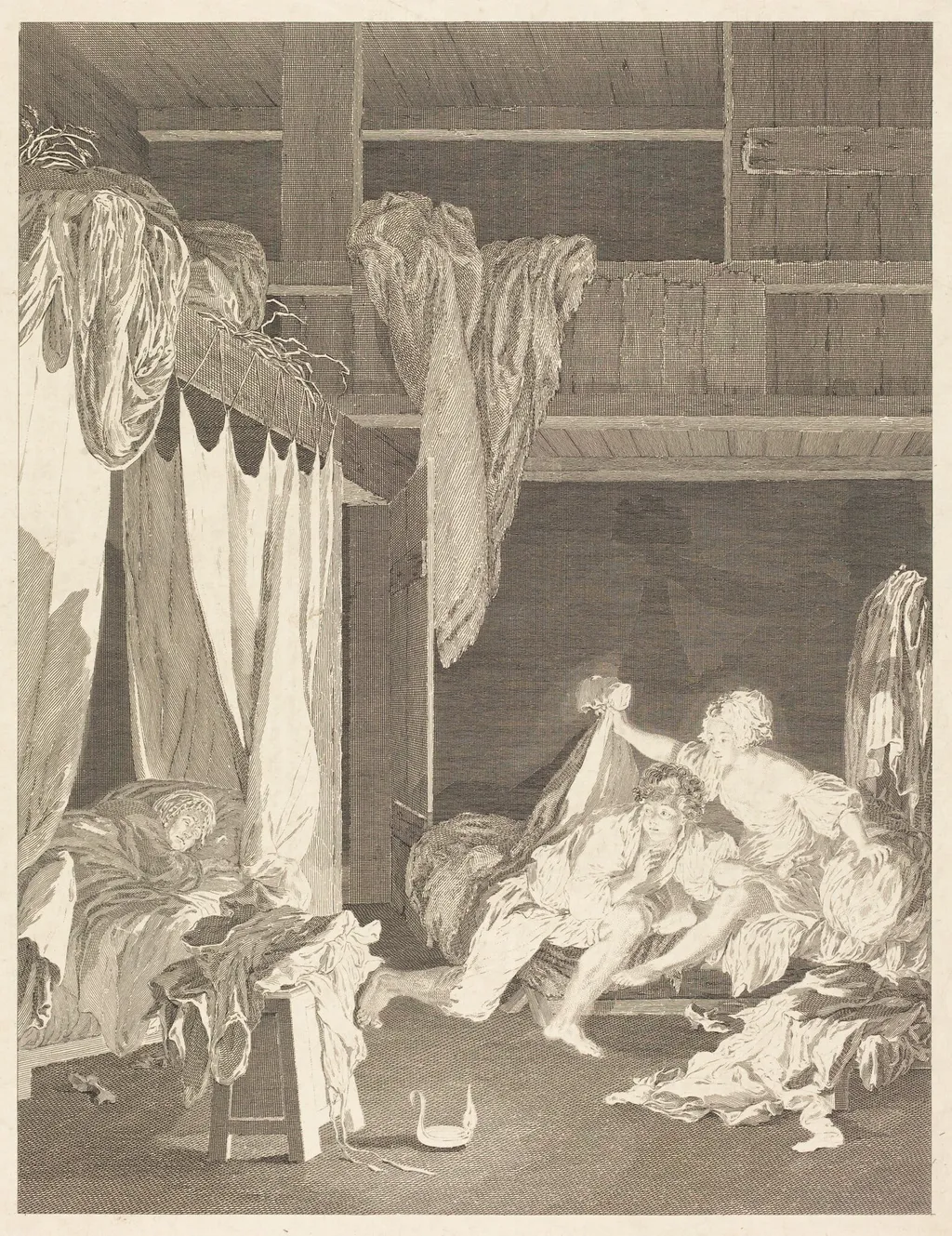 La Sentinelle en défaut, by Nicolas Delaunay, ink, 1771