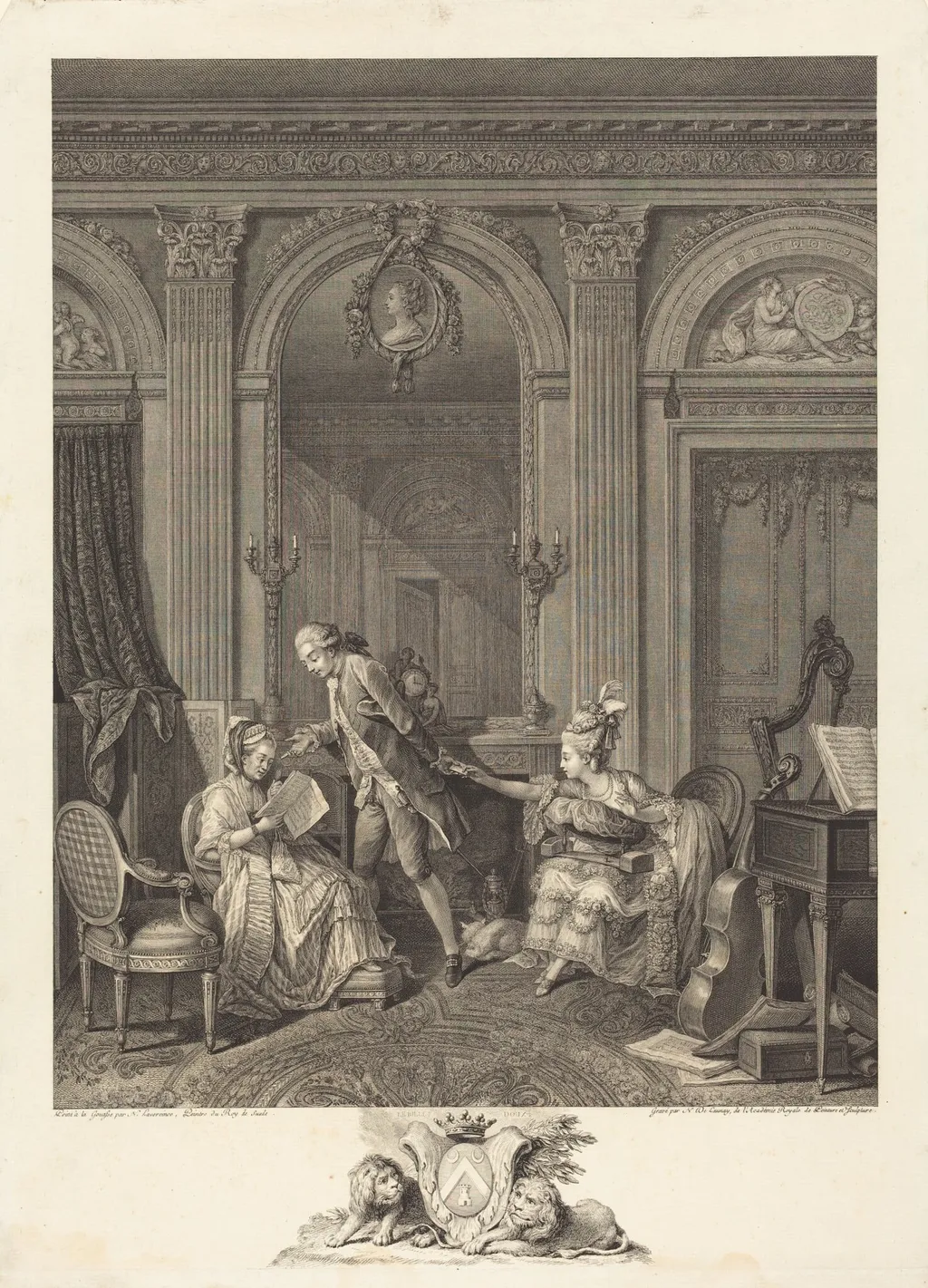 Le Billet doux, by Nicolas Delaunay, ink, 1778