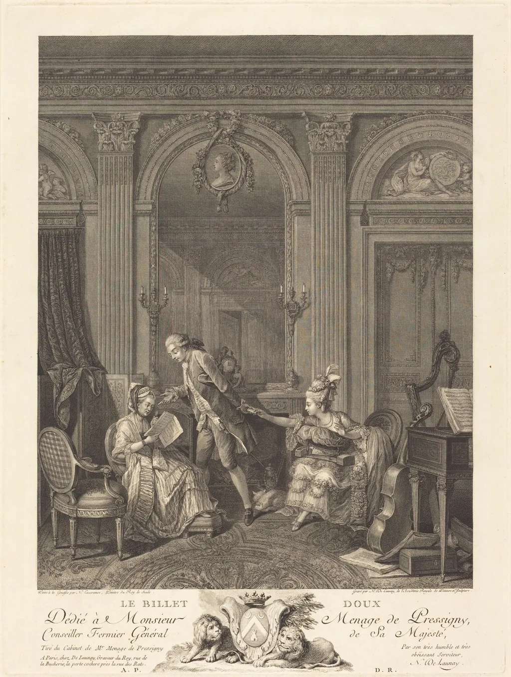 Le Billet doux, by Nicolas Delaunay, ink, 1778