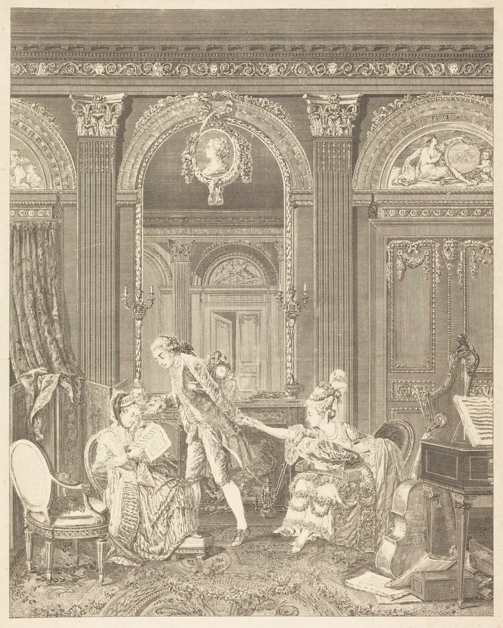 Le Billet doux, by Nicolas Delaunay, ink, 1778