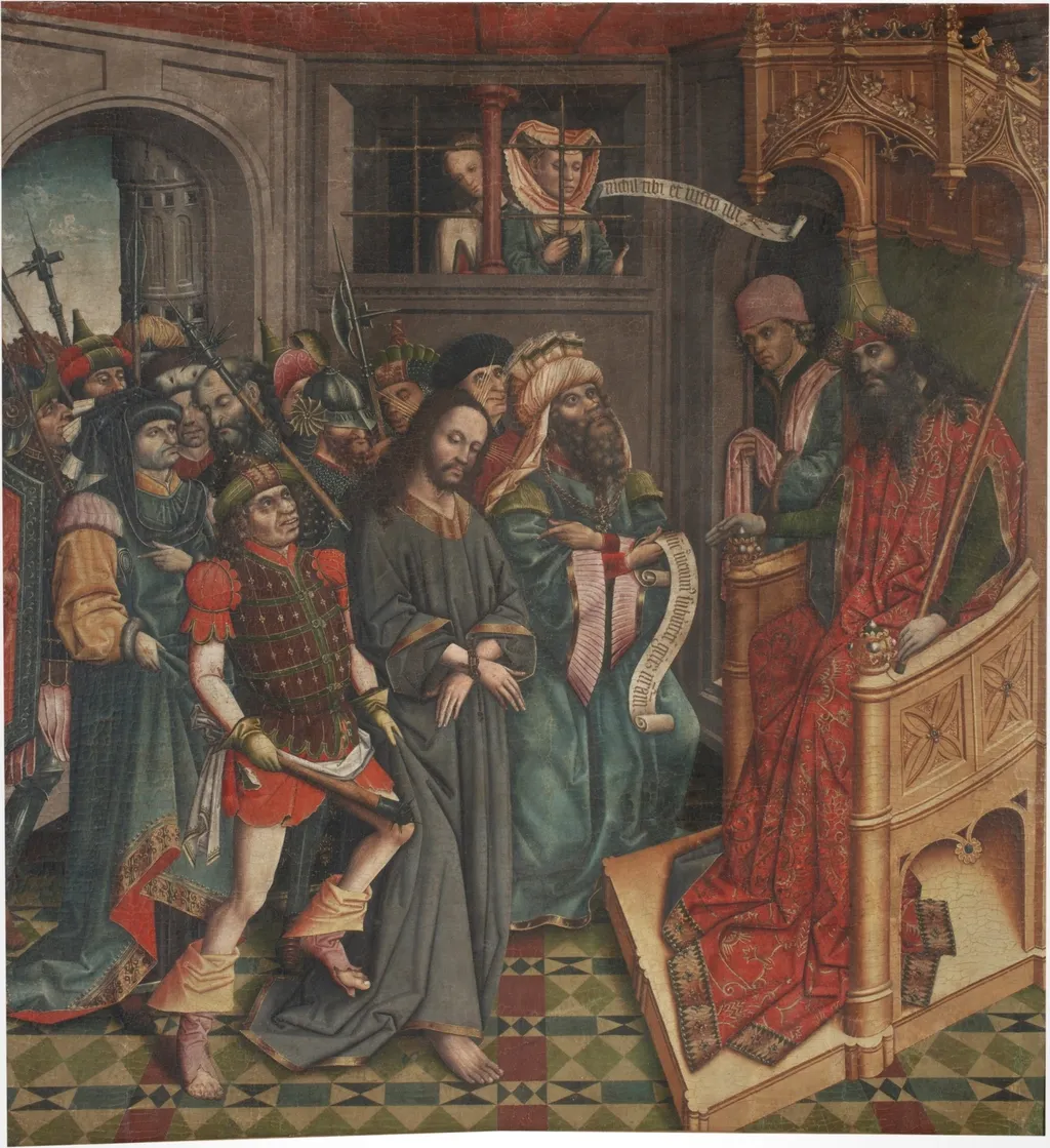 Christ before Pilate, by Nicolás Francés, tempera, 1401