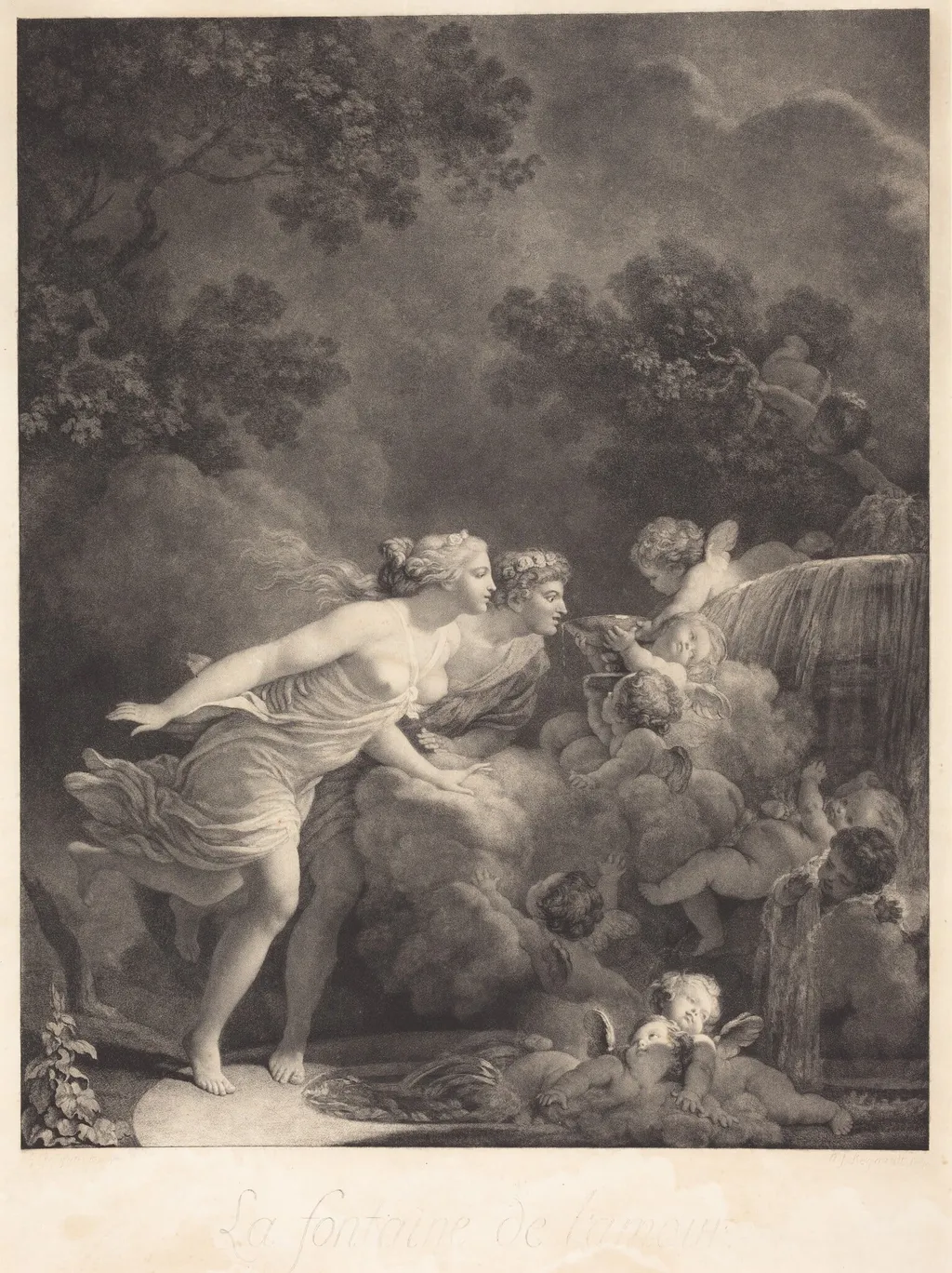 La Fontaine d'Amour (The Fountain of Love), by Nicolas François Regnault, ink, 1785