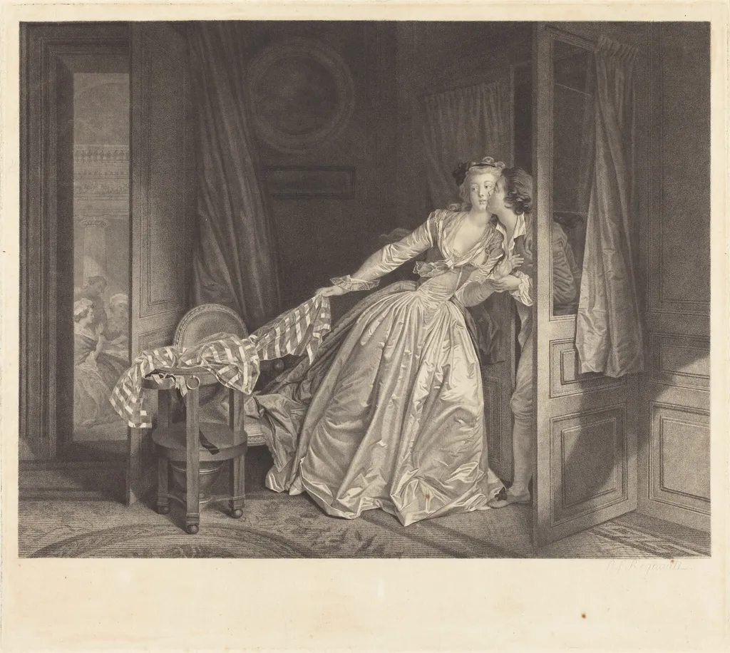 Le Baiser à la Derobée (The Stolen Kiss), by Nicolas François Regnault, ink, 1778