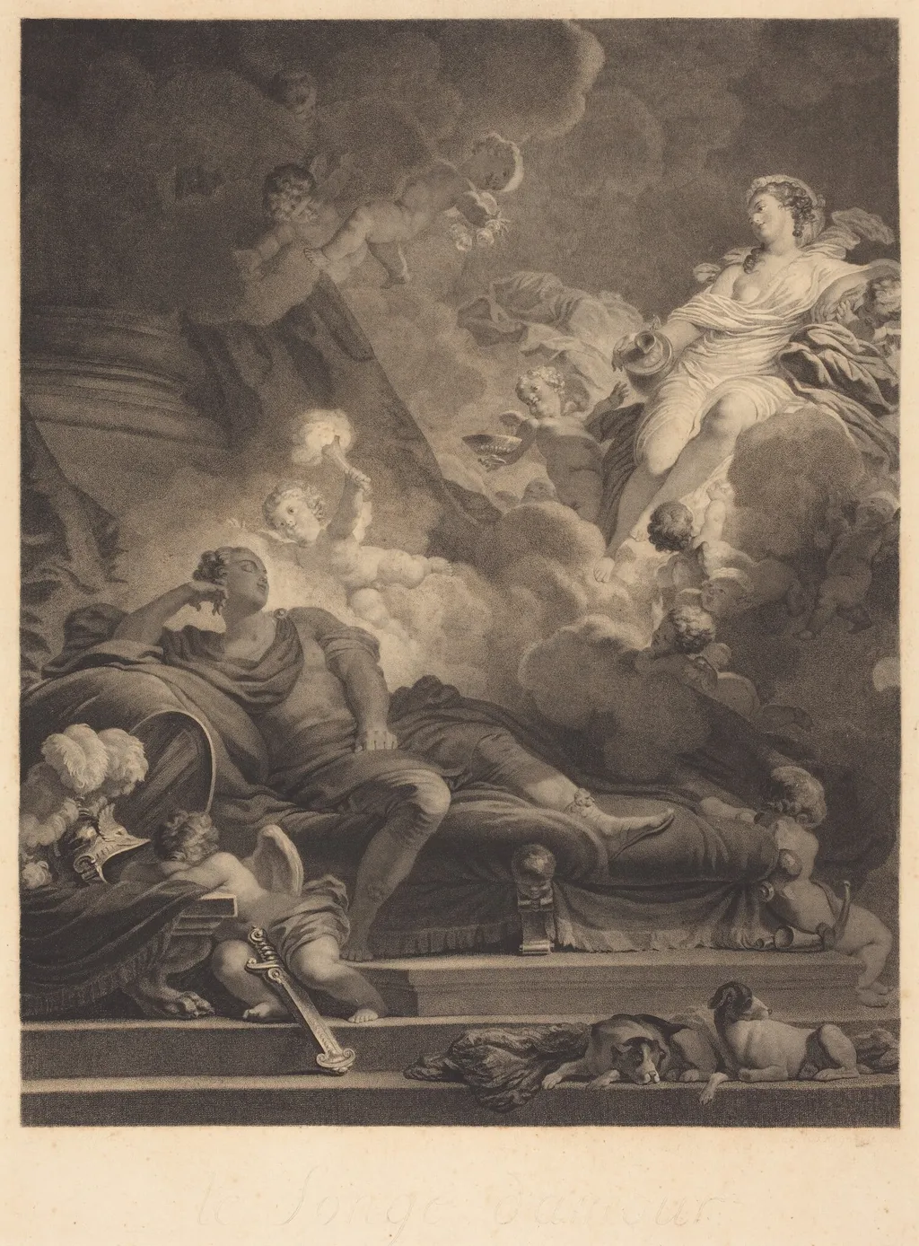 Le Songe d'Amour (Love's Dream), by Nicolas François Regnault, ink, 1785