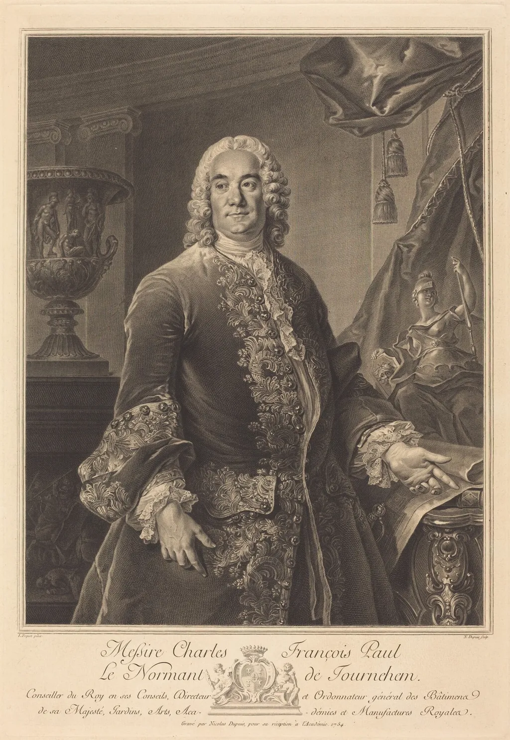 Charles Francois Paul Le Normant de Tournehem, by Nicolas-Gabriel Dupuis, ink, 1754