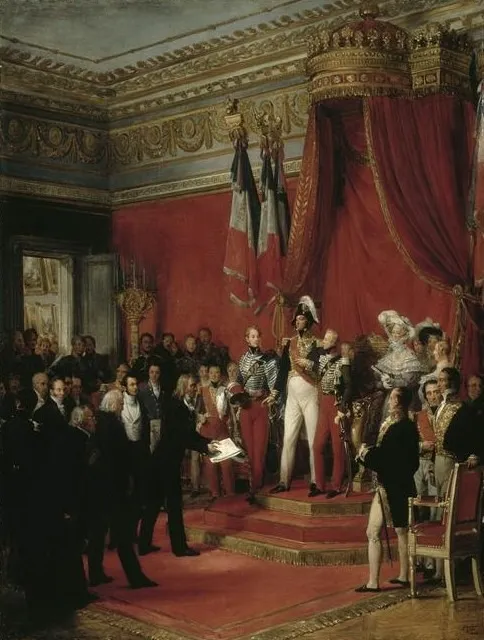 Louis Philippe Declining the Crown of Belgium Offered to His Son, by Nicolas Gosse, oil, 1836