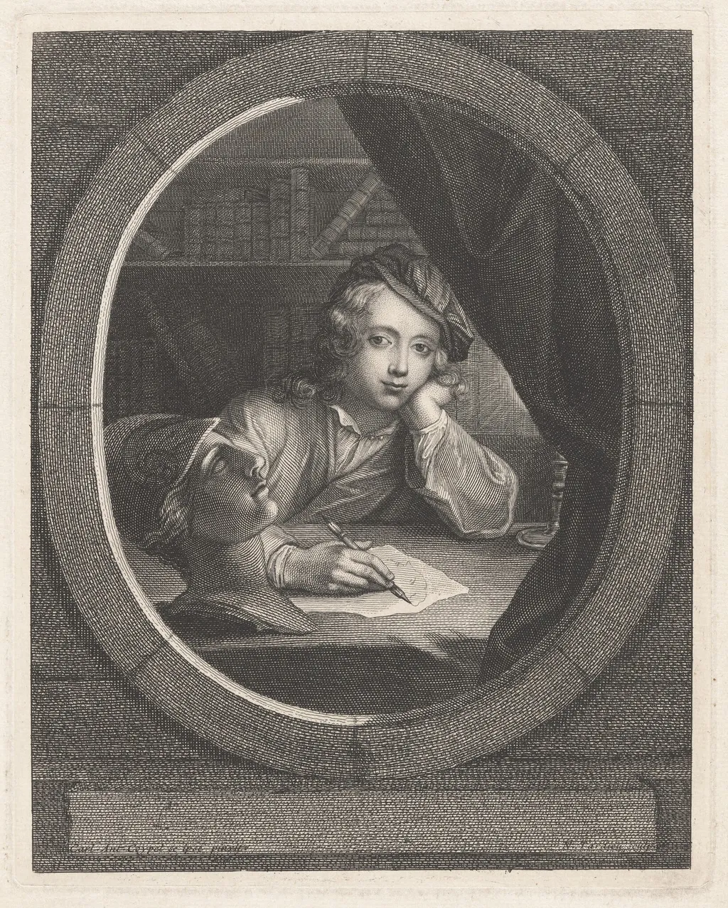 Charles-Antoine Coypel, by Nicolas Henri Tardieu, ink, 1727