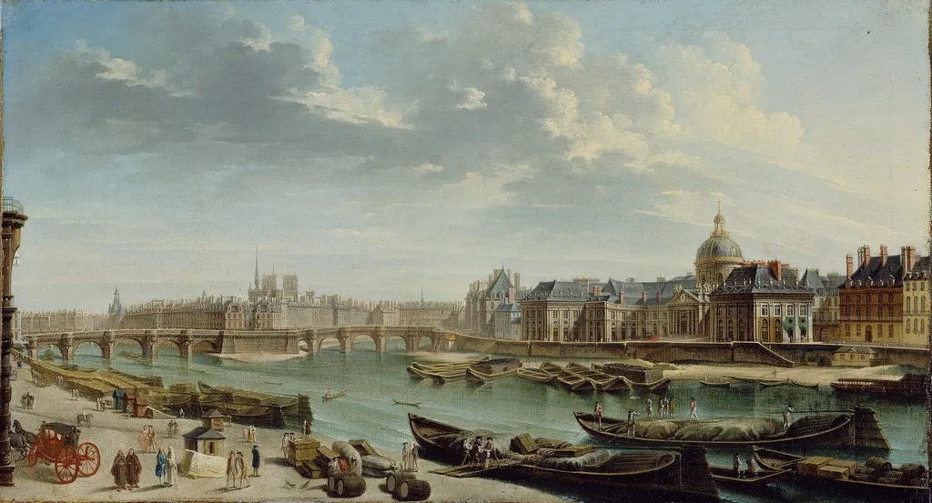 A View of Paris with the Ile de la Cité, by Nicolas-Jean-Baptiste Raguenet, oil, 1763