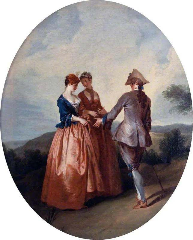 Cavalier and Two Ladies, by Nicolas Lancret, oil, 1726