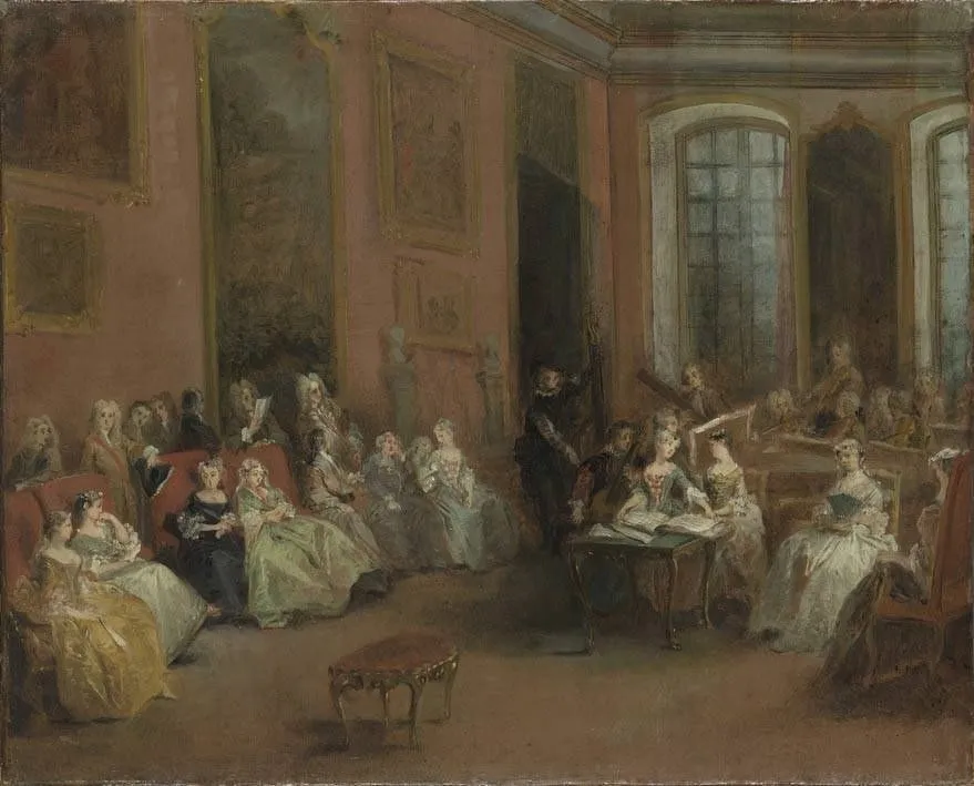 Concert in the Paris Home of Pierre Crozat, by Nicolas Lancret, oil, 1720