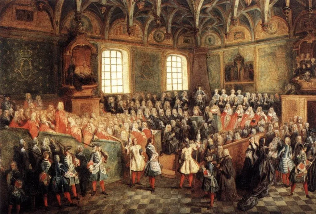 The Seat of Justice in the Parliament of Paris in 1723, by Nicolas Lancret, oil, 1723