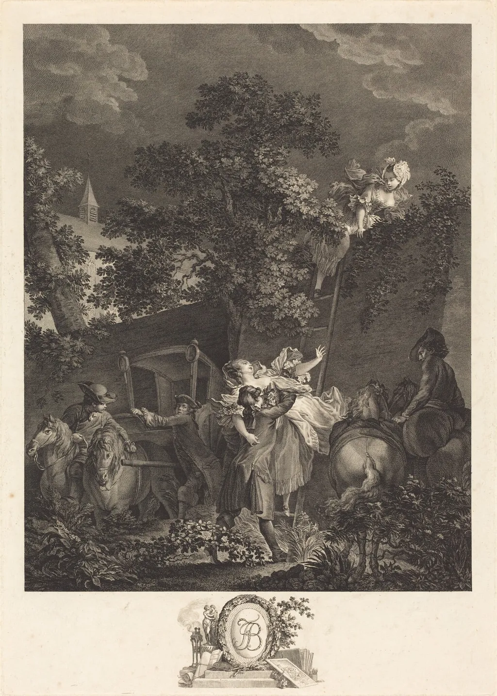 L'enlevement nocturne, by Nicolas Ponce, ink, 1780