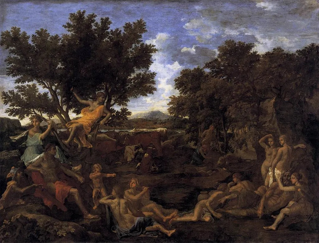 Apollo in Love with Daphne, by Nicolas Poussin, oil, 1664
