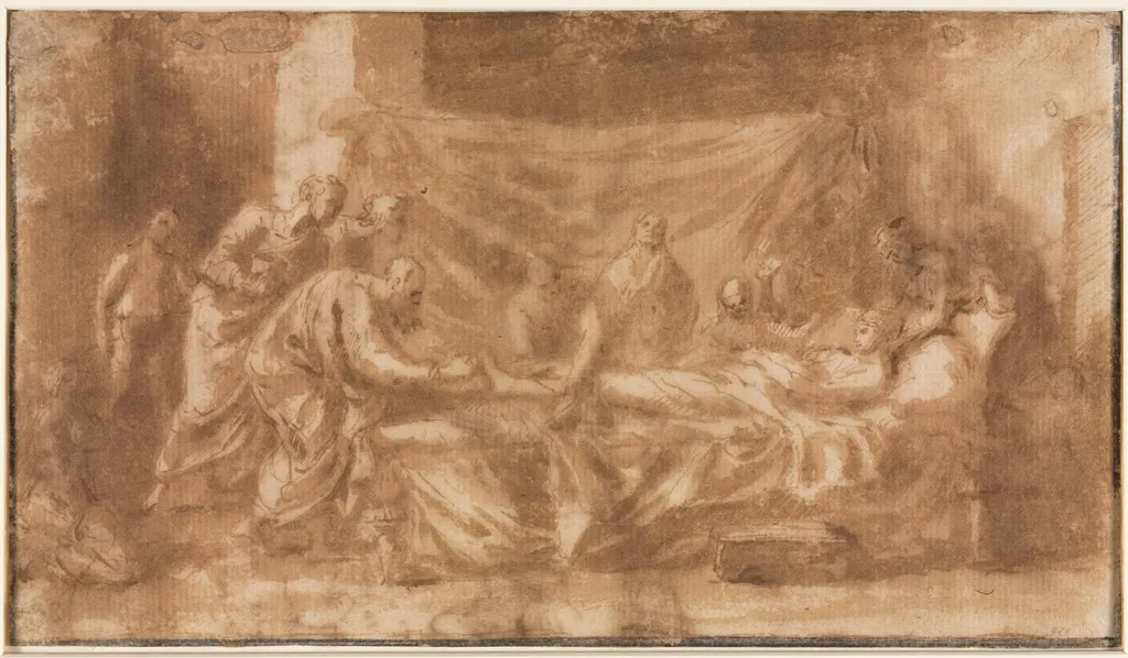 Extreme Unction (recto), by Nicolas Poussin, 1644