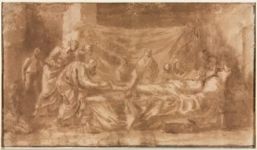 Extreme Unction (recto), by Nicolas Poussin