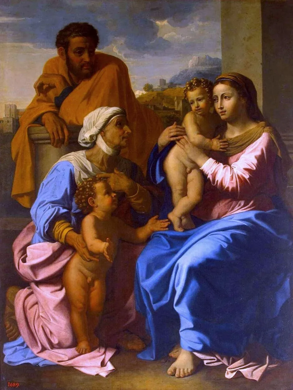 Holy Family with St Elizabeth and St John the Baptist, by Nicolas Poussin, oil, 1655