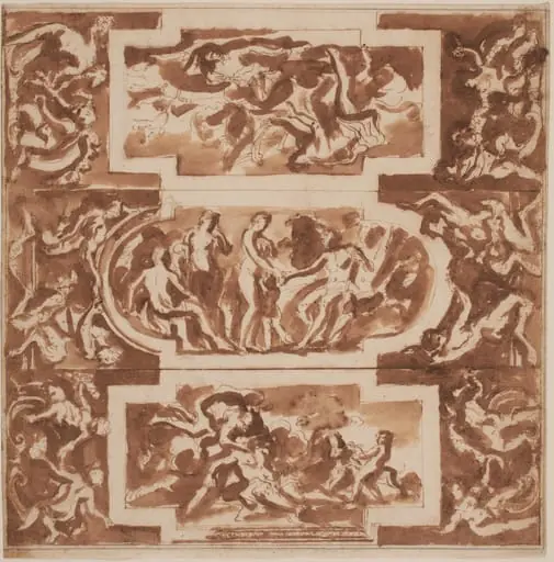 Modello for a Ceiling: Diana and the Dead Endymion, the Judgment of Paris, and the Death of Adonis, by Nicolas Poussin