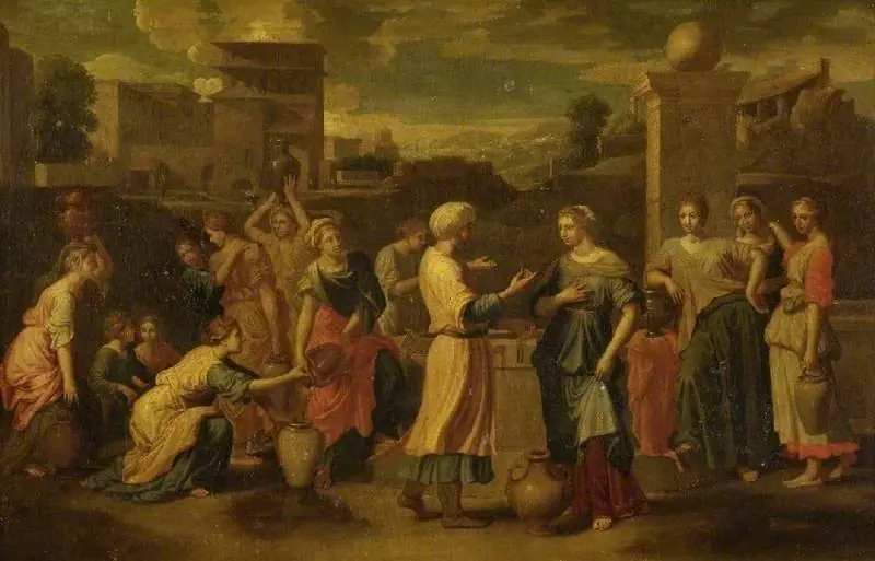 Rebecca and Eliezer at the well, by Nicolas Poussin