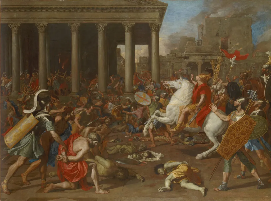 The Conquest of Jerusalem by Emperor Titus, by Nicolas Poussin, oil, 1635