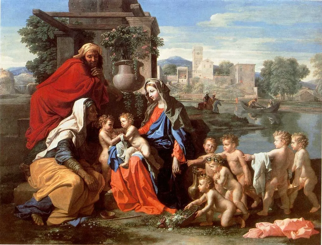 The Holy Family with the Infant St. John the Baptist and St. Elizabeth, by Nicolas Poussin, oil, 1651