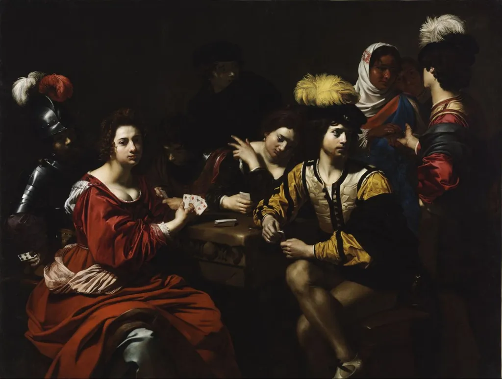 Cardsharps and Fortune Teller, by Nicolas Régnier, oil, 1624