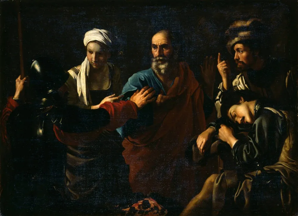 Die Verleugnung Petri, by Nicolas Tournier, oil, 1614