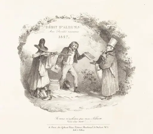 Débit d'Albums avec Procédés nouveaux (New Methods for the Sale of Lithograph Albums), by Nicolas Toussaint Charlet