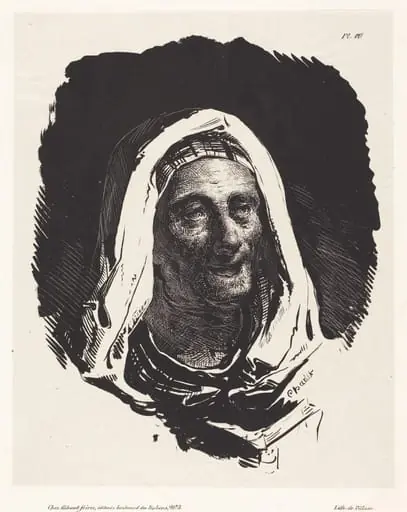 Head of an Old Woman (Tête de vielle dame), by Nicolas Toussaint Charlet