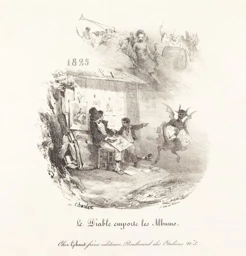 Le Diable emporte les Albums (The Devil Runs Off with the Lithograph Albums), by Nicolas Toussaint Charlet