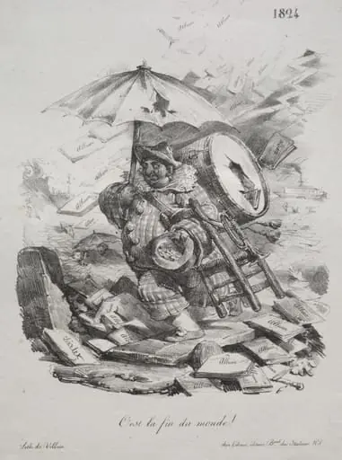 Lithographic Sketches:  It is the End of the World! (frontispiece), by Nicolas Toussaint Charlet