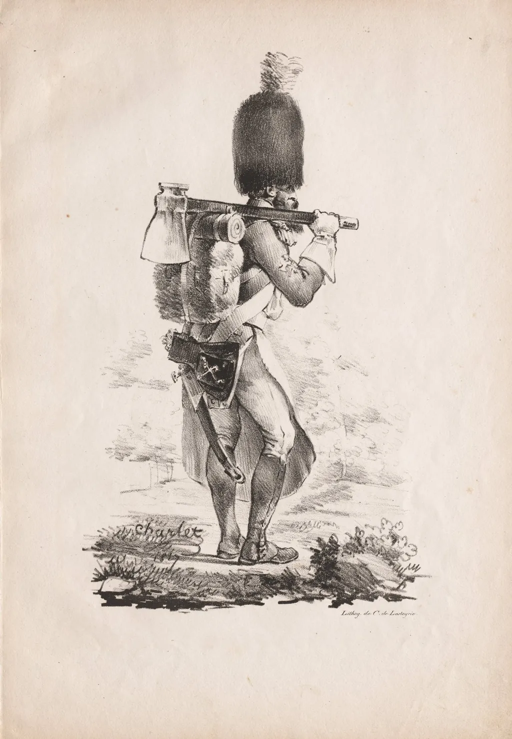 Military Costumes: Infantry Sapper, by Nicolas Toussaint Charlet, 1818