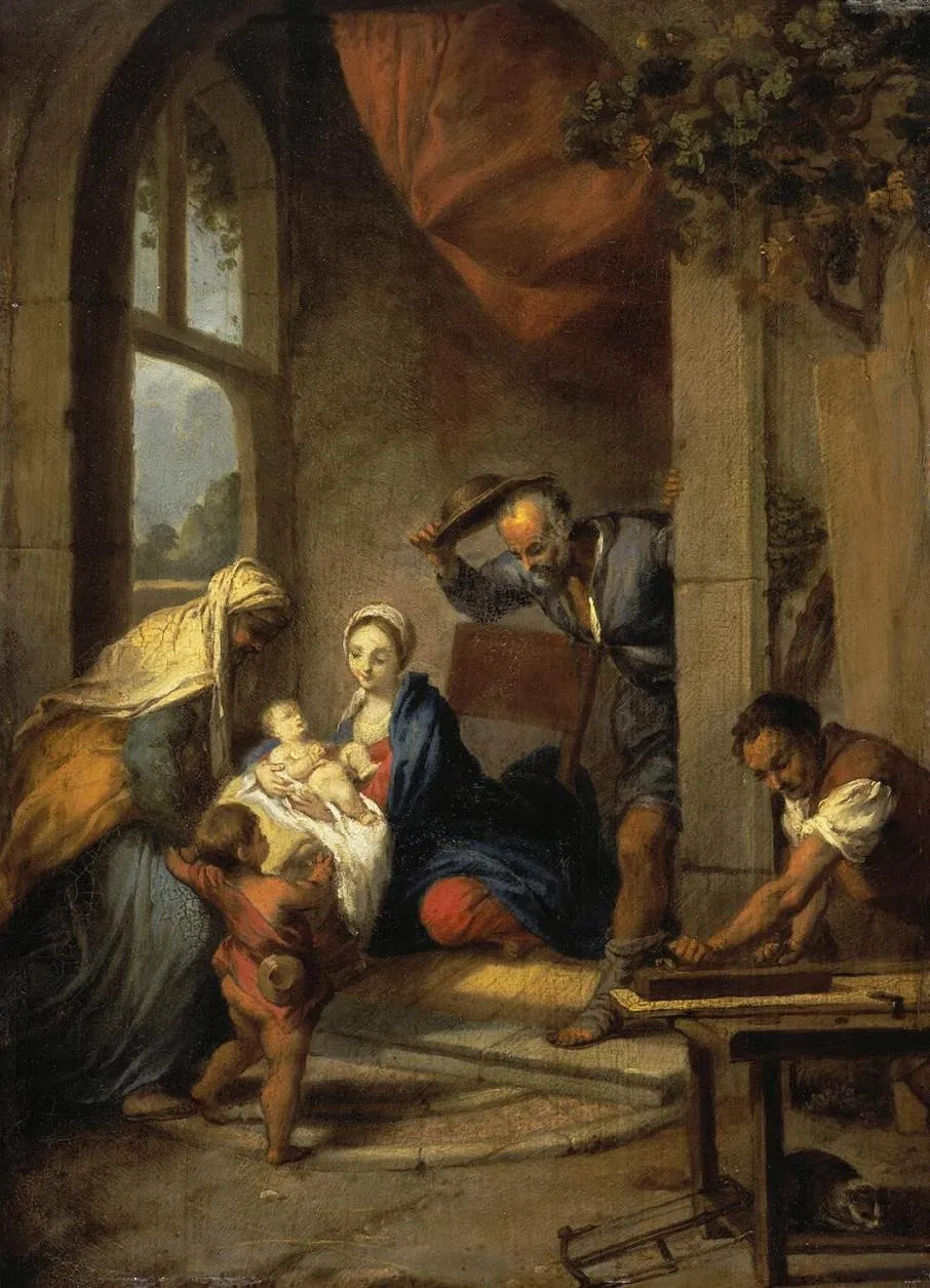 Holy Family, by Nicolas Vleughels, oil, 1729
