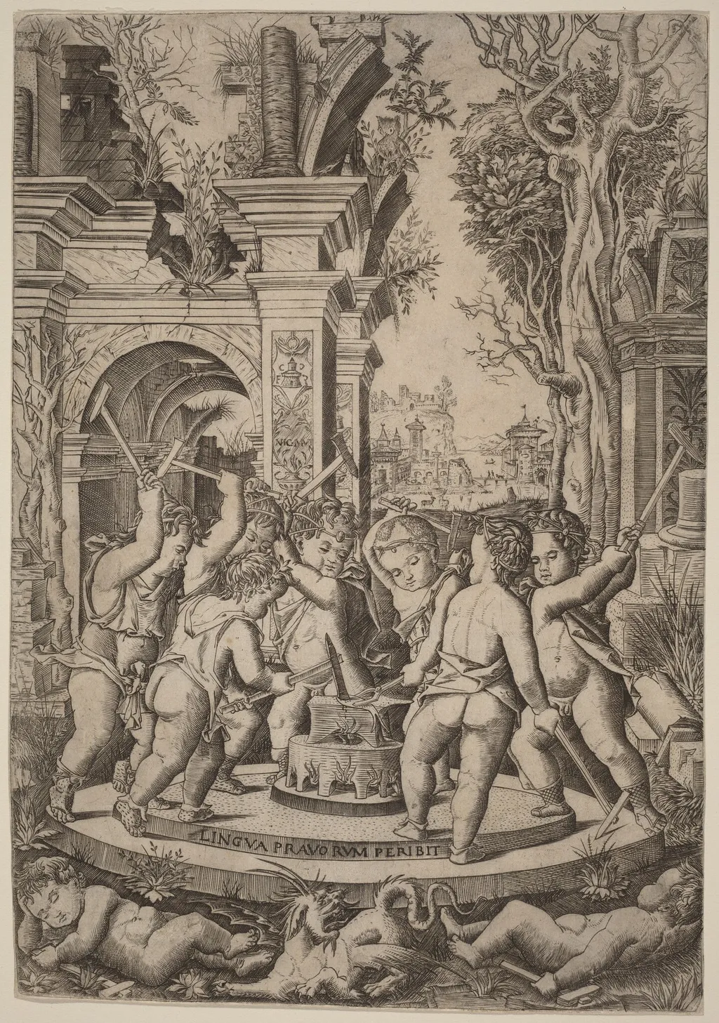 Fate of an Evil Tongue, by Nicoletto da Modena, ink, 1507