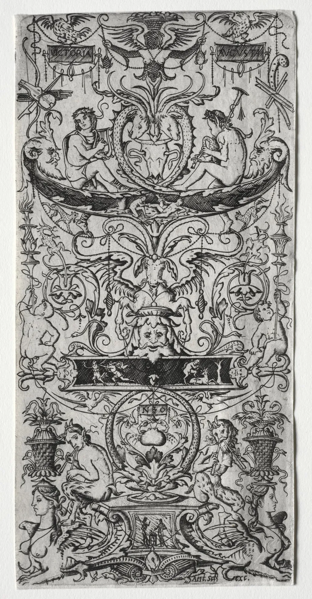 Ornament Panel Inscribed Victoria Augusta, by Nicoletto da Modena, 1507