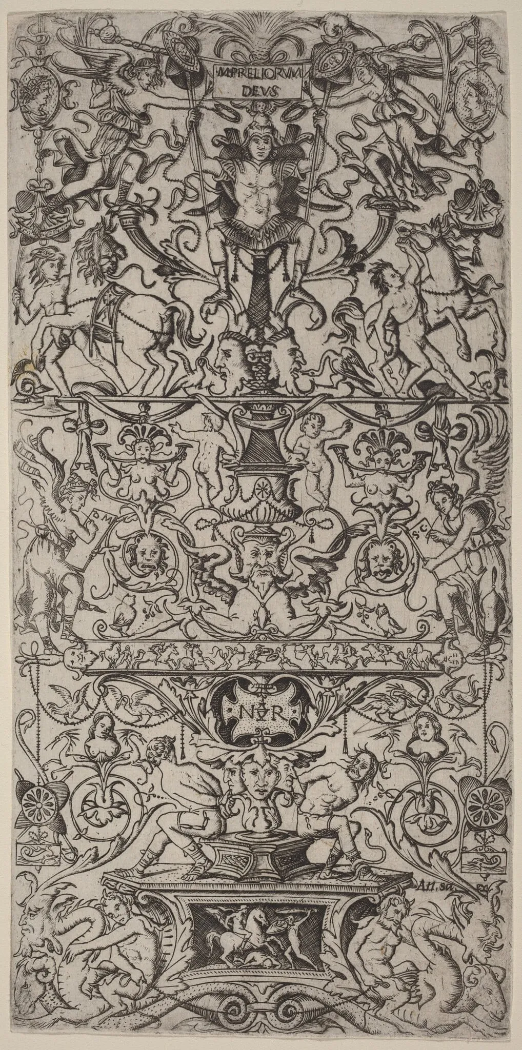 Ornament Panel: Mars, God of Battles, by Nicoletto da Modena, ink, 1507