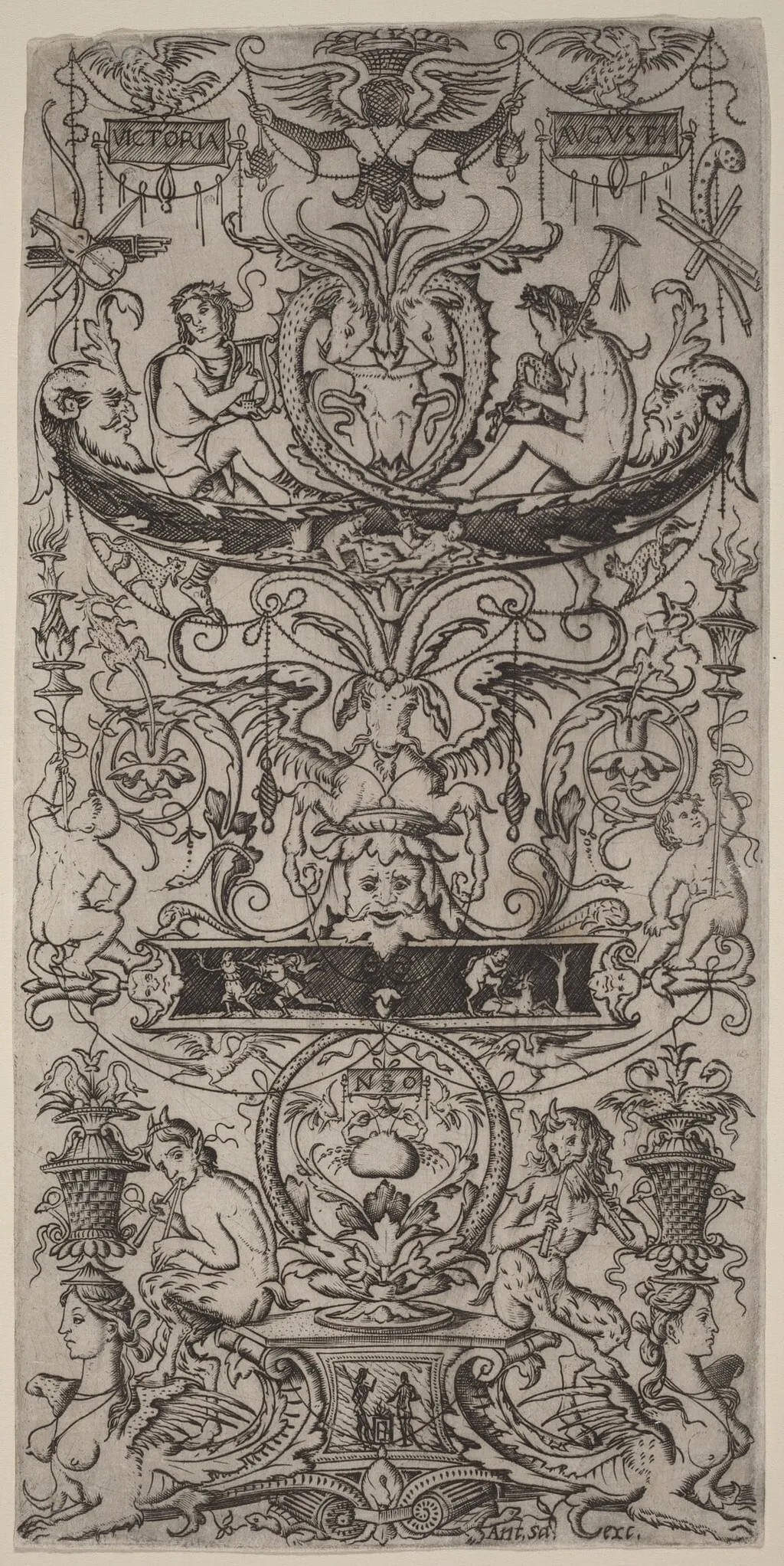 Ornament Panel: Victoria Augusta, by Nicoletto da Modena, ink, 1507