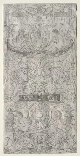 Panel of Ornament Inscribed Victoria Augusta, by Nicoletto da Modena