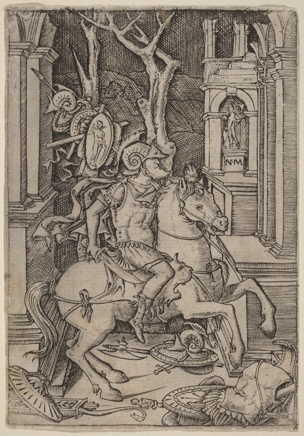 Roman Warrior, by Nicoletto da Modena, ink, 1507