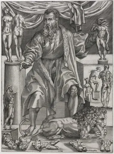Portrait of Baccio Bandinelli with Lion, by Nicolò della Casa