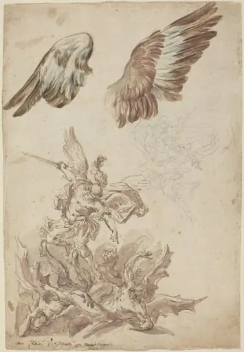 Studies for Saint Michael Defeating the Rebel Angels, by Nicolò Ricciolini