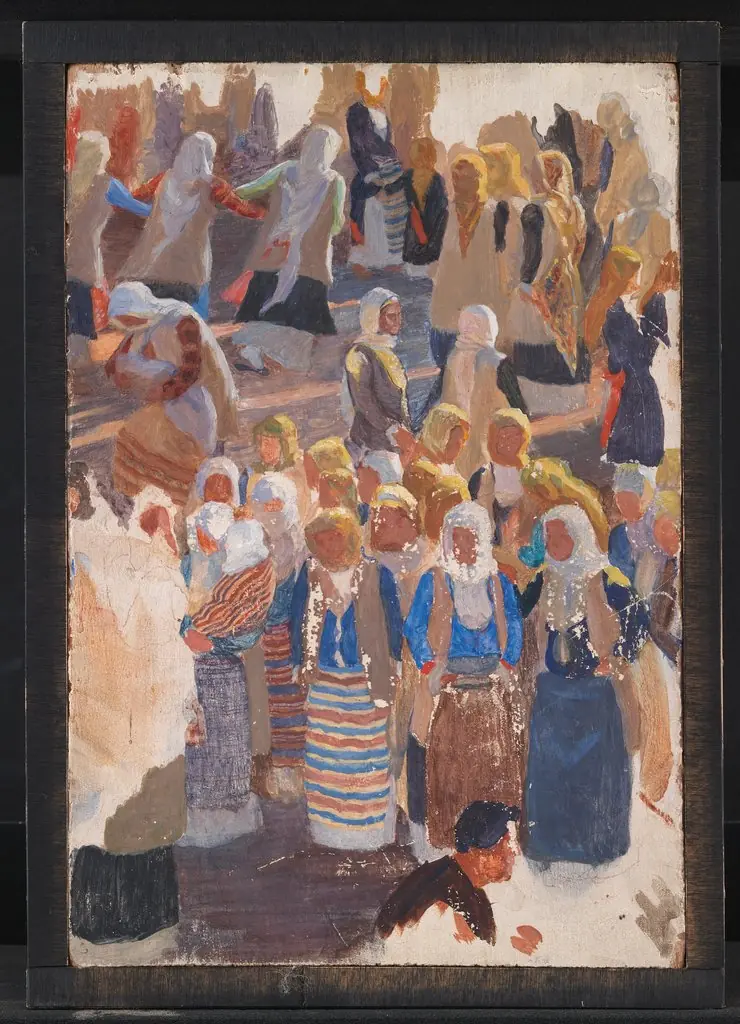 Grupper af dansende kvinder. Megara, by Niels Skovgaard